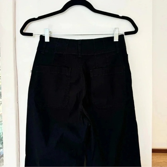 New Anthropologie The Colette Cropped Wide Leg Pants Maeve Linen Black 25 - Picture 8 of 11